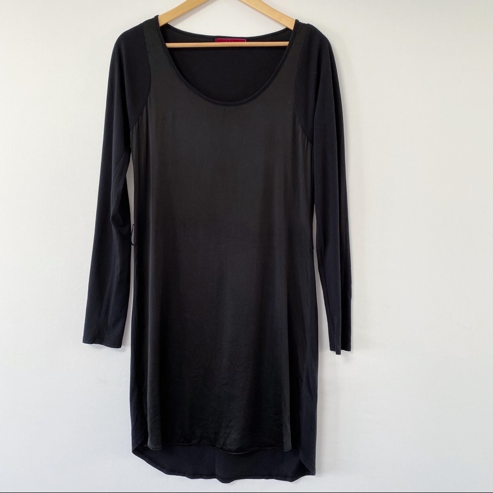 Velvet By Graham Black Satin/Cotton Dress S ($188)